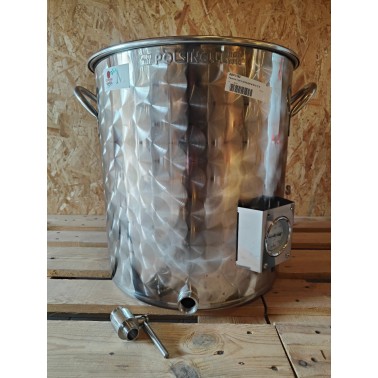 Casserole POLSINELLI inox 75lt avec thermomètre , sans faux-fond