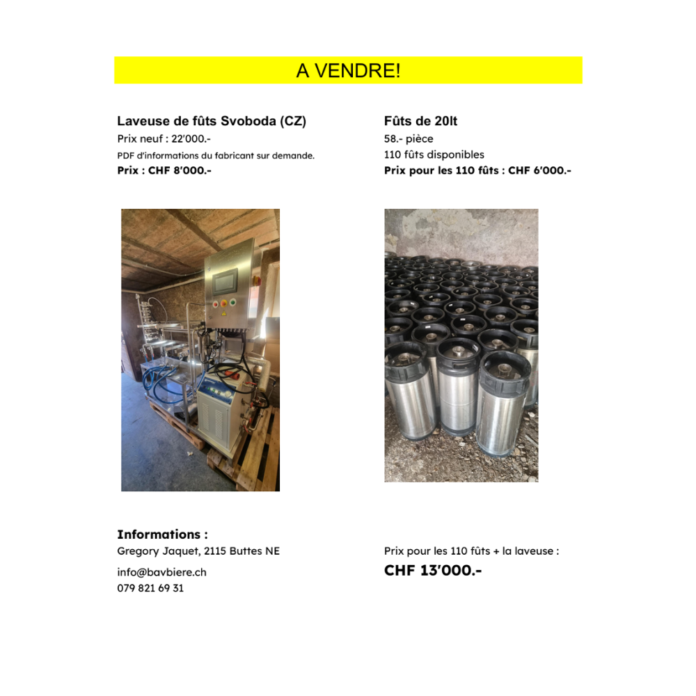 Laveuse de fûts Svoboda et Fûts 20 litres