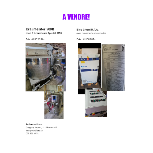 Braumeister 500lt et Bloc Glycol M.T.A.