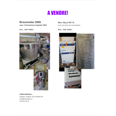 Braumeister 500lt et Bloc Glycol M.T.A.