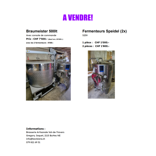 Braumeister 500lt et fermenteur Speidel