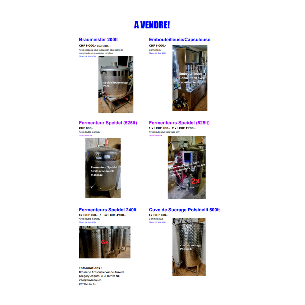 Braumeister 200lt, fermenteur Speidel, divers