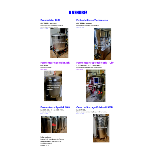 Braumeister 200lt, fermenteur Speidel, divers