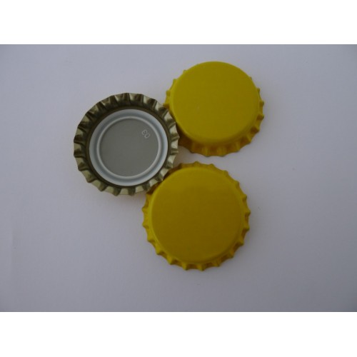 Bouchons couronnes jaune 26 mm(100 pièces)